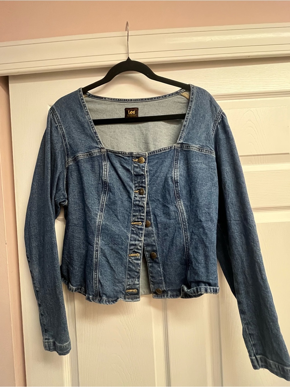 Lee Women's Medium Blue Denim Button-Front Shirt Jacket